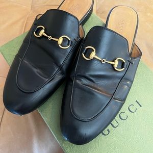 Gucci Black Leather Princetown Mules 39.5